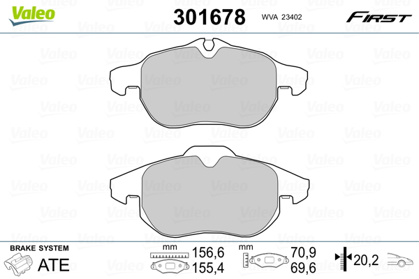 Brake Pad Set, disc brake - 301678 VALEO