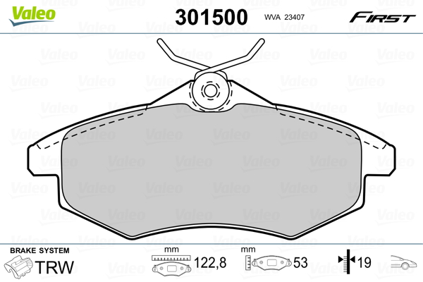 Kit pastiglie freno, Freno a disco - 301500 VALEO