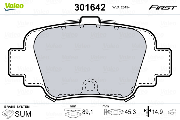 Kit pastiglie freno, Freno a disco - 301642 VALEO
