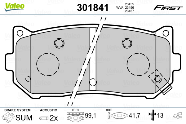 Brake Pad Set, disc brake - 301841 VALEO