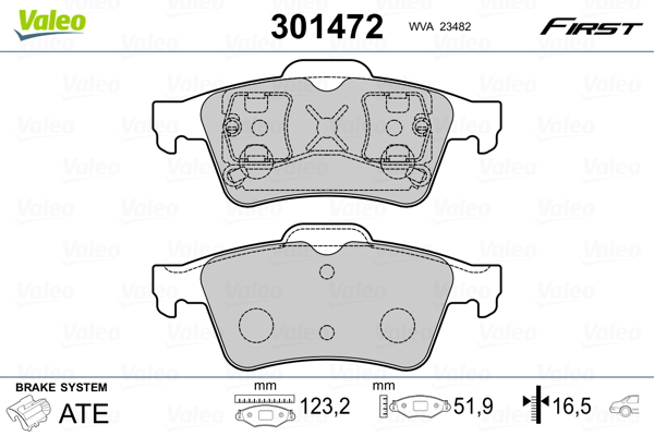 Kit pastiglie freno, Freno a disco - 301472 VALEO