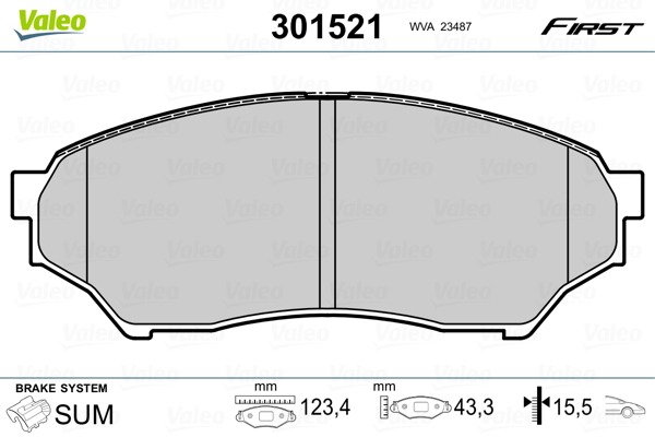 Brake Pad Set, disc brake - 301521 VALEO