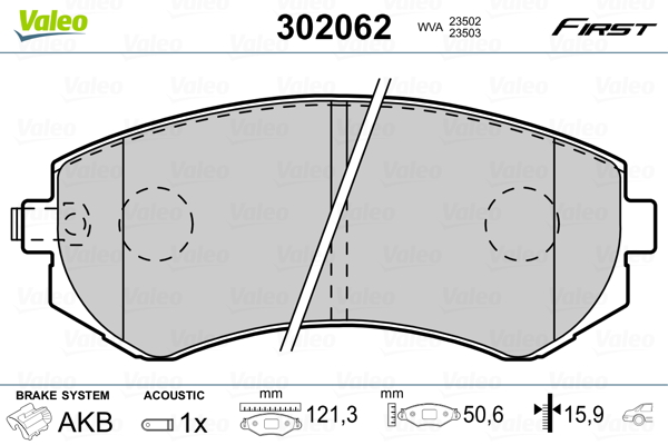 Brake Pad Set, disc brake - 302062 VALEO