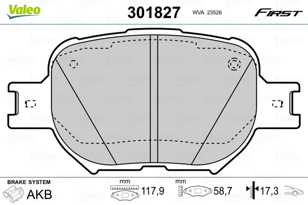 Kit pastiglie freno, Freno a disco - 301827 VALEO