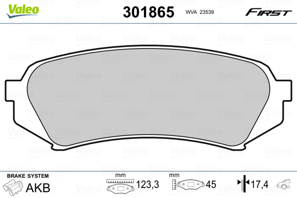 Brake Pad Set, disc brake - 301865 VALEO
