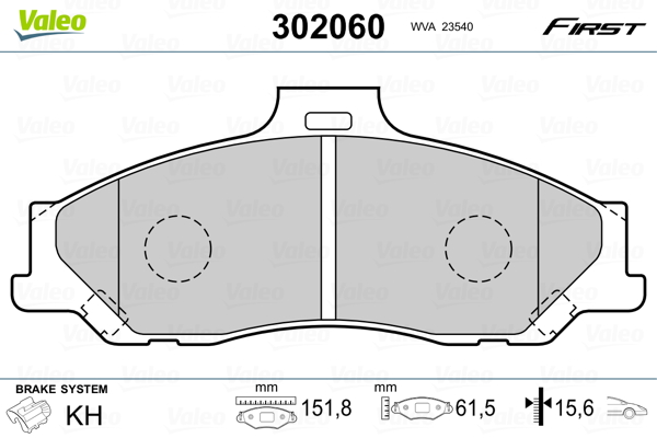 Brake Pad Set, disc brake - 302060 VALEO