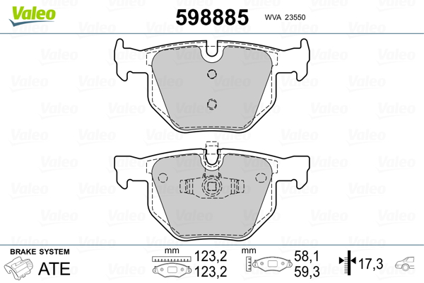 Kit pastiglie freno, Freno a disco - 598885 VALEO