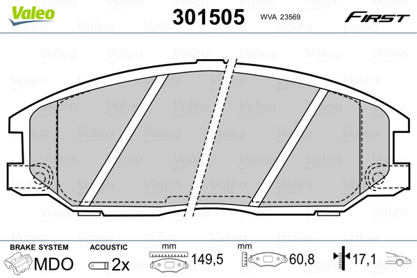 Brake Pad Set, disc brake - 301505 VALEO