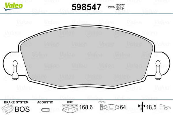 Brake Pad Set, disc brake - 598547 VALEO