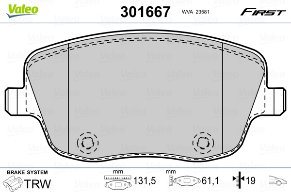 Brake Pad Set, disc brake - 301667 VALEO