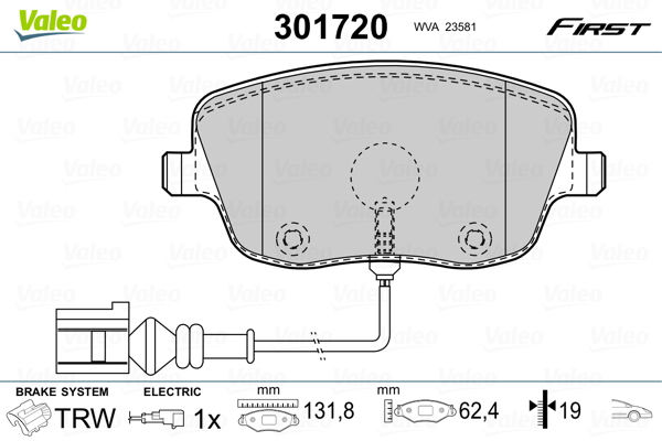 Brake Pad Set, disc brake - 301720 VALEO