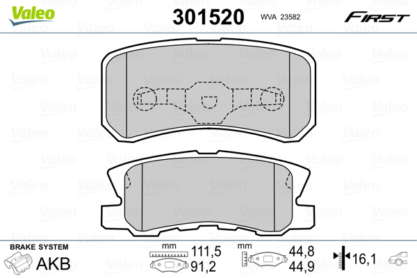 Brake Pad Set, disc brake - 301520 VALEO