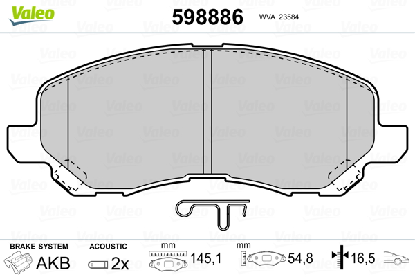 Brake Pad Set, disc brake - 598886 VALEO
