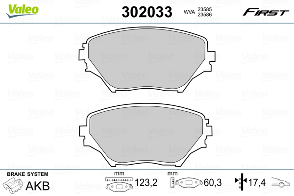 Kit pastiglie freno, Freno a disco - 302033 VALEO