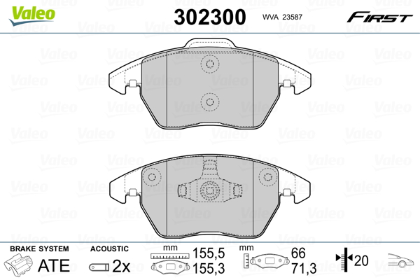 Kit pastiglie freno, Freno a disco - 302300 VALEO