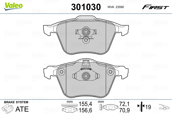 Brake Pad Set, disc brake - 301030 VALEO