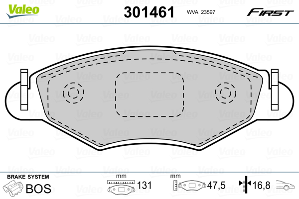 Kit pastiglie freno, Freno a disco - 301461 VALEO