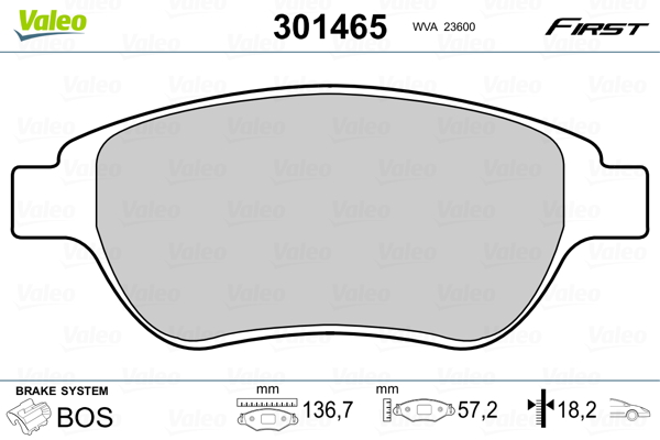 Brake Pad Set, disc brake - 301465 VALEO