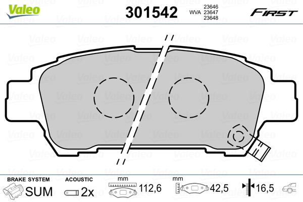 Brake Pad Set, disc brake - 301542 VALEO