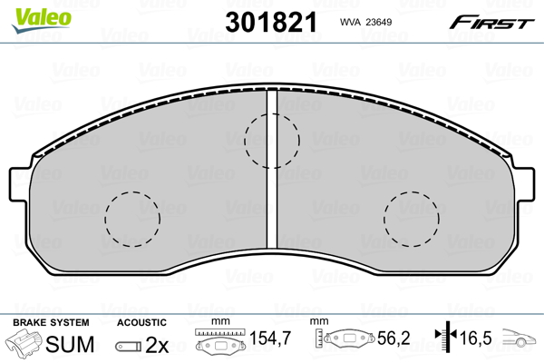 Kit pastiglie freno, Freno a disco - 301821 VALEO