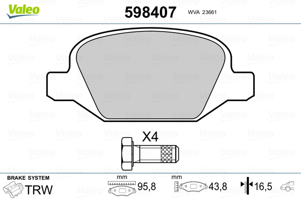 Brake Pad Set, disc brake - 598407 VALEO