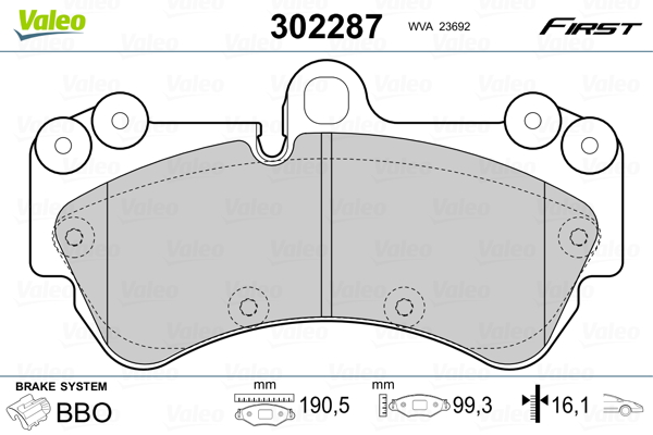 Kit pastiglie freno, Freno a disco - 302287 VALEO