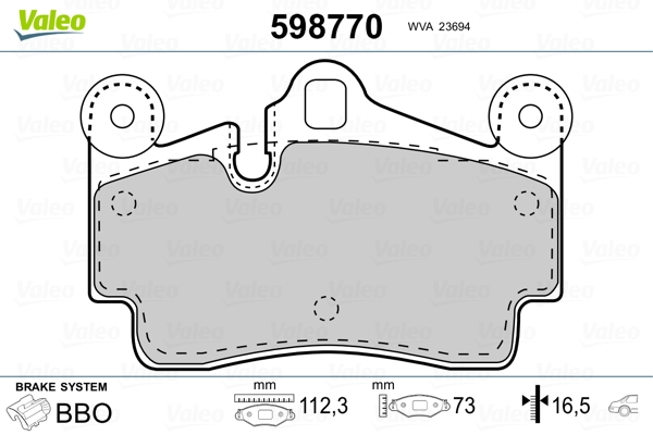 Brake Pad Set, disc brake - 598770 VALEO