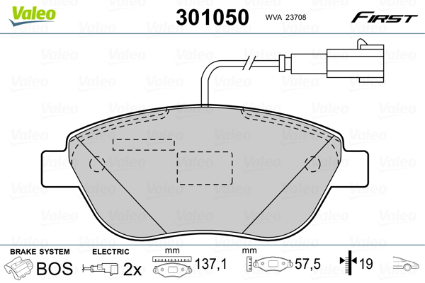 Brake Pad Set, disc brake - 301050 VALEO