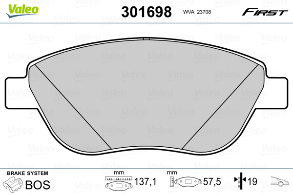 Brake Pad Set, disc brake - 301698 VALEO