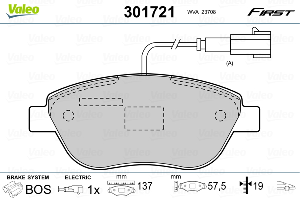 Brake Pad Set, disc brake - 301721 VALEO