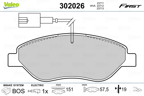 Kit pastiglie freno, Freno a disco - 302026 VALEO