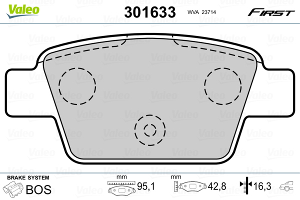 Kit pastiglie freno, Freno a disco - 301633 VALEO