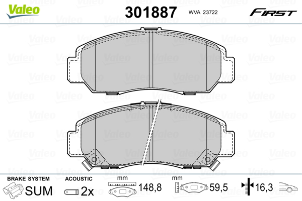 Brake Pad Set, disc brake - 301887 VALEO