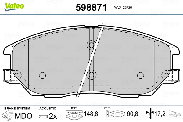 Brake Pad Set, disc brake - 598871 VALEO