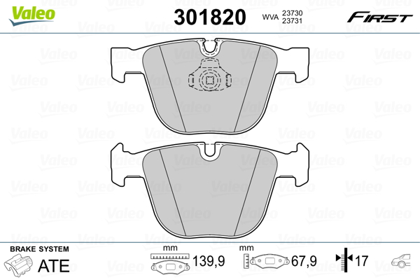 Kit pastiglie freno, Freno a disco - 301820 VALEO