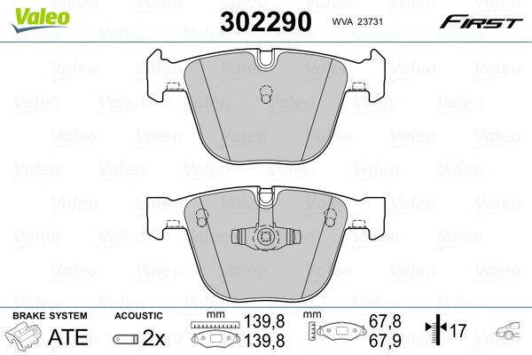 Kit pastiglie freno, Freno a disco - 302290 VALEO