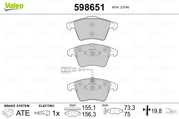 Brake Pad Set, disc brake - 598651 VALEO