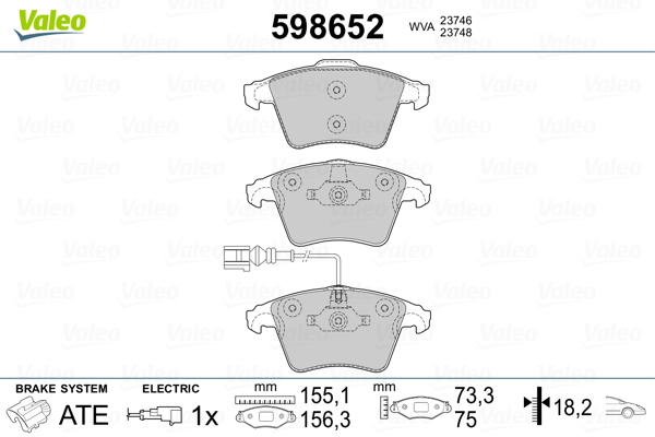 Brake Pad Set, disc brake - 598652 VALEO