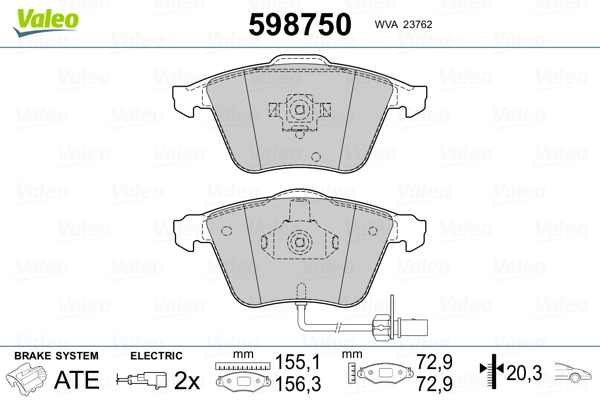 Brake Pad Set, disc brake - 598750 VALEO