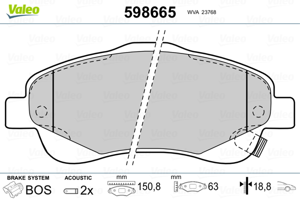 Brake Pad Set, disc brake - 598665 VALEO