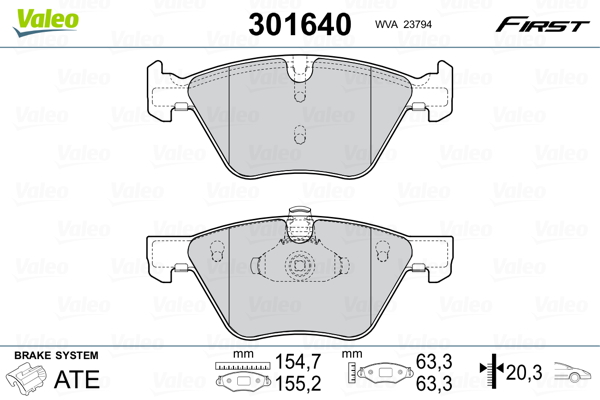 Brake Pad Set, disc brake - 301640 VALEO