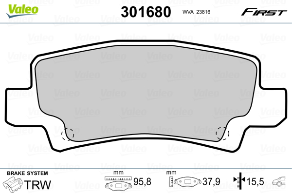 Brake Pad Set, disc brake - 301680 VALEO