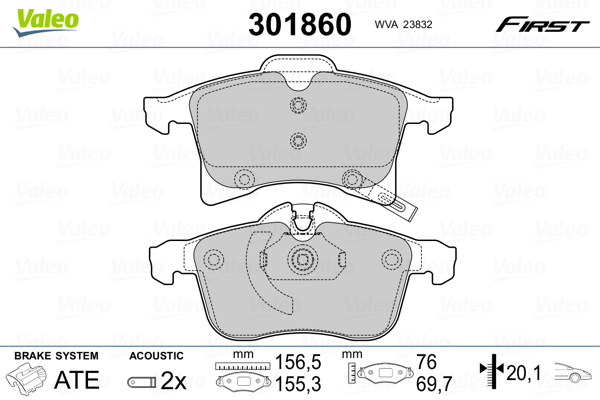 Kit pastiglie freno, Freno a disco - 301860 VALEO
