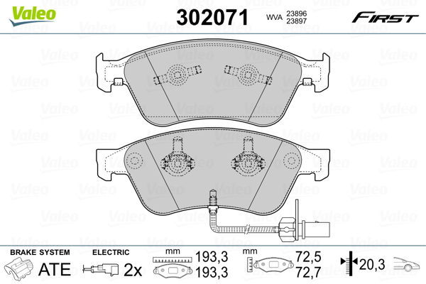 Brake Pad Set, disc brake - 302071 VALEO