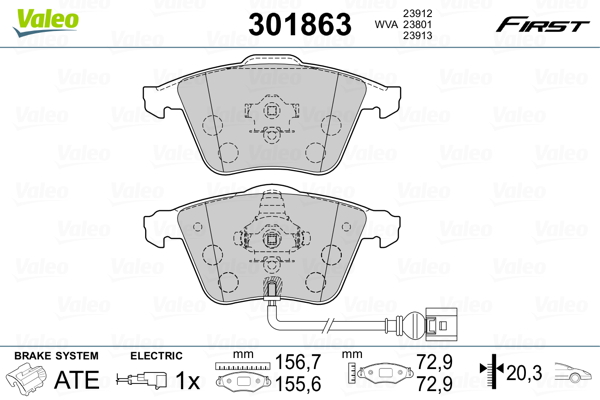 Brake Pad Set, disc brake - 301863 VALEO
