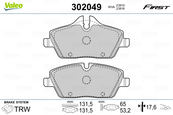 Brake Pad Set, disc brake - 302049 VALEO