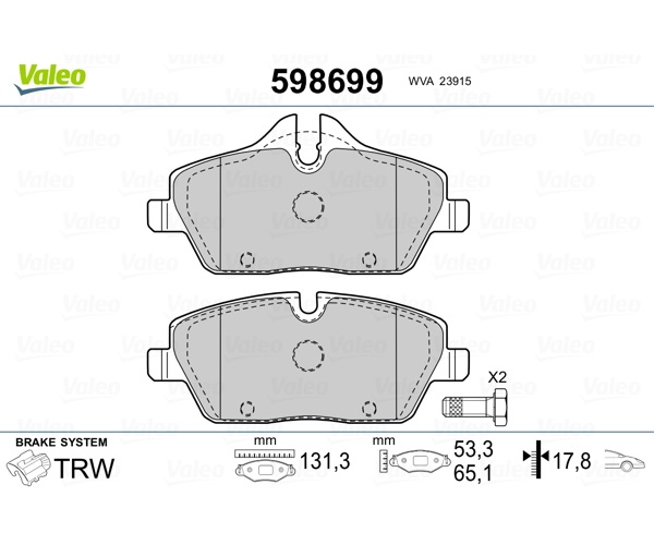 Brake Pad Set, disc brake - 598699 VALEO