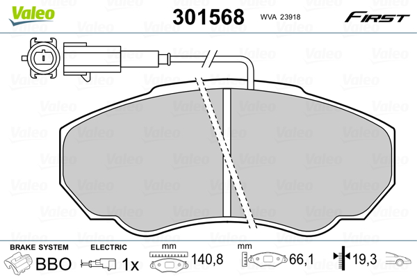 Brake Pad Set, disc brake - 301568 VALEO