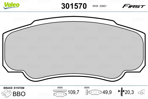 Kit pastiglie freno, Freno a disco - 301570 VALEO