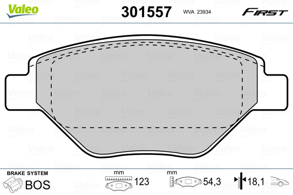 Kit pastiglie freno, Freno a disco - 301557 VALEO